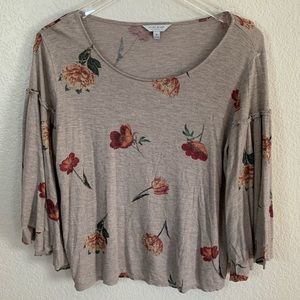 Lucky Brand floral top with bell sleeves